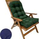 Waterproof Adirondack & Rocking Chair Cushion Indoor and Outdoor High Back Patio Cushions with Ties 43.3 X 19.7 Inch(Without Chair) (1, Dark Green)