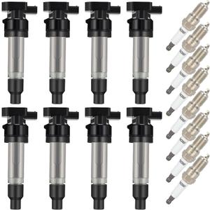 OCPTY 8 ignition coils with 8 iridium Spark Plugs fits 12594176 UF-564 C1556 for Cadillac for Buick Deville SRX STS XLR Lucerne 4.6L