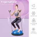 Balance Ball Trainer, 26 inch Half Exercise Ball with Resistance Bands, Home Gym Full Body Workout Equipment, Blue