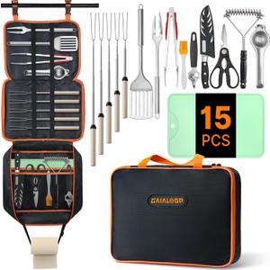 Portable Camping Cooking Utensils Set, Camp Kitchen & Campfire Cooking Equipment, RV Essentials, Camper Must-Haves Accessories, Outdoors Cookware, Christmas Stocking Stuffers Gifts