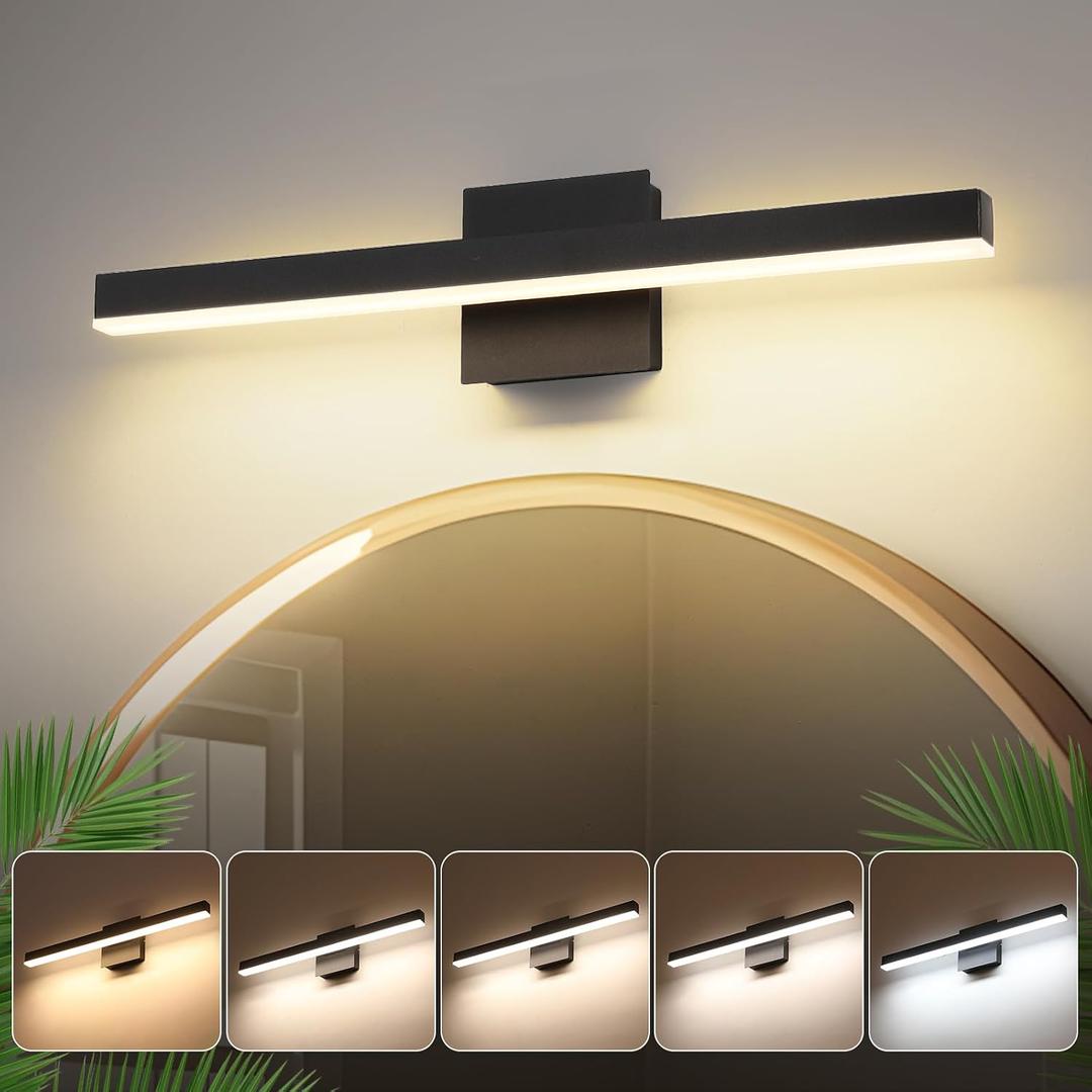 Joossnwell Vanity Light for Bathroom Lighting Fixtures Over Mirror 23.62 Inch Dimmable 5CCT Modern Vanity Lights Black Bathroom Light Bar Bath Wall Sconce ETL Certificated, 23.62 Inch Long