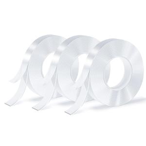3 Rolls Double Sided Tape, Nano Tape, Transparent Adhesive Tape, Traceless Adhesive Tape, Removable, Washable, Reusable, Suitable for Carpets, Photo Walls, 9.85 Feet Per Roll