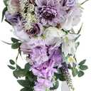 Eforcase Purple Rose Wedding Bouquets Artificial Lavender Flowers Wedding Bouquets for Bride Bridesmaid Bouquet Faux Bouquet Bride Bridesmaid Holding Flower for Wedding Decor