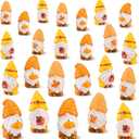 60 Pcs Thanksgiving Gnome Decor Pumpkin Gnome Decorations Maple Leaf and Acorn Figures Resin Figures for Thanksgiving Fall Table Decor Vase Filler Dollhouse Fairy Garden Fall Cake Decoration