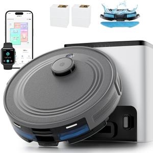 Lefant LiDAR Robot Vacuum and Mop Combo, 10000Pa Suction, 75-Day Self-Emptying Base with Multi-Floor Mapping, 240Min Runtime, Ideal for Pet Hair & Carpets, Wi-Fi/Alexa/App Control, M2S Plus (Gray)