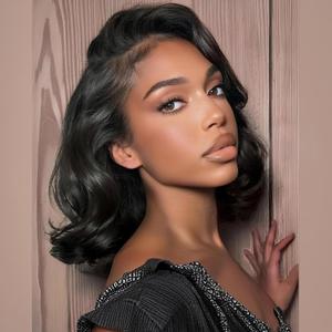 SOKU Short Wavy 13x6 Lace Front Synthetic Wigs for Black Women Bouncy Layered Curls 12 Inch Natural Black Pre Plucked Loose Wave Wig Glueless Ready to Wear