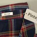 Pintage Men's Flannel Nightshirt Long Cotton Nightgown with Pockets 3XL Navy Red Plaid