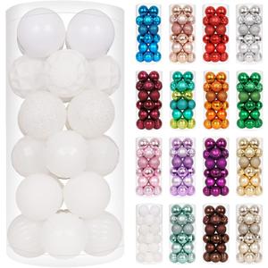 XmasExp 24ct Christmas Ball Ornaments Shatterproof Christmas Ornaments Set Decorations for Xmas Tree Balls Halloween Decorations (1.57''/40mm, White)