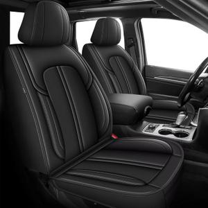 DISUTOGO Custom Leather Front Seat Covers for Jeep Grand Cherokee 2007-2026, Grand Cherokee Front Set Seat Covers Interior Accessories - Black