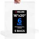 16" x 20" Extra Large Reclosable Plastic Zip Bags, 5 Count | 6 Mil Heavy-Duty Clear Poly Bags, Resealable for Food, Clothes, Hardware, Home & Garage Storage
