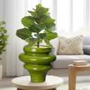 Ceramic Pot for Plants 11 Inch - Plant Pot for Indoor Outdoor, Decorative Bonsai Planter with Drainage Hole, Flower Pots for Office, Gift for Men Women, Green, 11.2 x 10.6 Inch