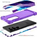Hocase for Galaxy S24 Ultra Case, Shockproof Heavy Duty Hard Plastic+Soft Silicone Rubber Bumper Hybrid Dual-Layer Protective Case for Samsung Galaxy S24 Ultra 6.8" 2024 - Blue Purple Marble