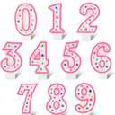Nuanchu 10 Pcs Number Birthday Candles for Cakes, Polka Dot Colorful 0-9 Numeric Candles for Birthday Cake Decoration, Numeral Topper Decor for Wedding Anniversary Reunions Party Celebrations(Pink)