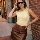 Women Off Shoulder Tops Sleeveless Shirts Y2K Going Out Crop Tank Top Yellow (Yellow)