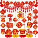 Chinese New Year Decorations 2026, Lunar New Year Decor Kit include Red New Year Banner,Honeycomb,Spring Festival Hanging Swirls,2026 Wall Hanging Banner,Chinese Knot Tassel for Horse Year Decor