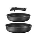 CAROTE 3pcs Pots and Pans Set Non Stick, Cookware Sets, Kitchen Set, Oven/Dishwasher/Fridge Safe, Space Saving Pots Set, Nonstick Set with Versatile Detachable Handle, Induction RV Set, Black
