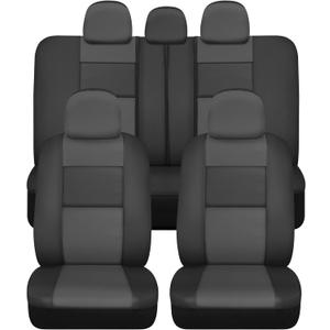 BDk Faux Leather Car Seat Cover Full Set - Front & Rear Split Bench Charcoal Seat Covers For SUV & Truck Seat Covers, Airbag Compatible - Protective Seat Covers for Car Seats & Car Accessories BDk Faux Leather Car Seat Cover Full Set - Front & Rear Split Bench Charcoal Seat Covers For SUV & Truck Seat Covers, Airbag Compatible - Protective Seat Covers for Car Seats & Car Accessories