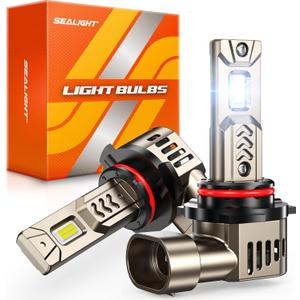 SEALIGHT 9005/HB3 Bulbs, 45,000LM Super Brighter, 1:1 Halogen Size, 6500K Cool White, Long Service Life with Cooling Fan, Plug and Play, Pack of 2