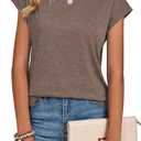 Zeagoo Womens Tops Summer Casual Cap Sleeve Tshirts Shirts Business Dressy Spring Fashion Outfits Trendy Clothes (Brown, XL)