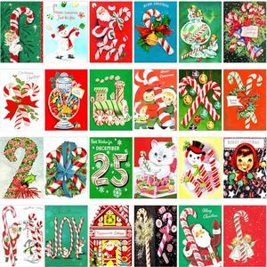 Harloon 36 Pcs 8 x 10 Inch Vintage Christmas Pre Drawn Canvas for Painting Retro Santa Xmas Tree Posters Snow Scene Winter Holiday Decoration for Christmas Living Bedroom Decor