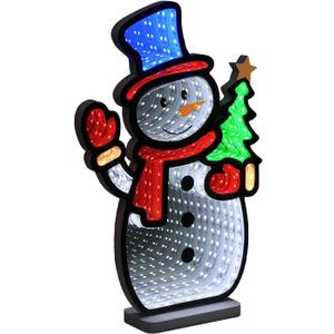 MEETYAMOR Christmas Decorations Indoor, Snowman Infinity Mirror Tunnel Light for Christmas Decor, Night Lights with Endless Extension for Home Mantel Table Centerpiece Lamp Xmas Decorations