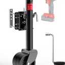 FZZD 2000lbs Trailer Jack with Dual Wheel, 20-24V Cordless Drill Compatible, 12" Lift, for RV BoatBlack