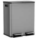 DUMOS 2x8-Gallon Dual Trash Can, Kitchen Garbage Bin with Lid, Matte Gray