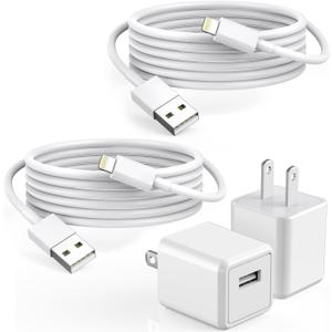 iPhone Charger,2Pack 6FT USB Wall Charger Fast Charging USB Cable Charging Cube Travel Plug Block with 6Foot Fast Cuble Lightning Cable Cord for iPhone 14 13 12 11 Pro Max XS XR X 8 7 SE2022 iPad
