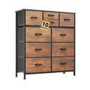 DWVO Dresser with 10 Drawers - Fabric Storage Tower, Organizer Unit for Living Room, Hallway - Sturdy Steel Frame, Wooden Top & Easy Pull Fabric Bins