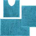 Bathroom Rugs Sets 3 Piece,Extra Soft and Absorbent Bath Rugs,Thick Chenille Bath Mat,Non-Slip Plush Shaggy Bath Carpet Set,Machine Wash Dry Quick Durable Carpet for Tub and Shower(Clear Blue) (16"x24"+20"x32"+U Shape 20"x20")