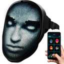 TrendyNow365 Rechargeable LED Halloween Mask with Bluetooth, Programmable with Shining Mask App, Face Changing Cosplay, Party, Christmas