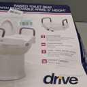 Drive Medical 2-in-1 Raised Toilet Seat with Removable Padded Arms - Elevated Bathroom Safety Support - Secure Locking Attachment - Easy Height Assistance - Durable Construction, Standard Toilets