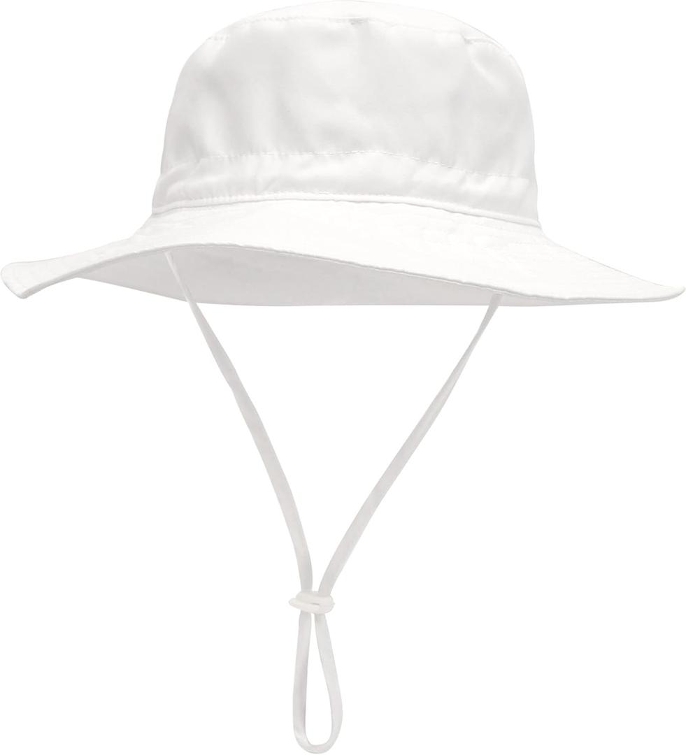 2 x Baby Sun Hat Toddler Summer Hats UPF 50+ Baby Bucket Hat Protective Bucket hat Kids Beach Hats for Baby Boy Girl (White, S)