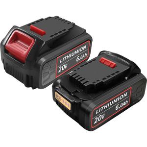 6Ah 20 Vlot Lithium Ion Replacement for Dewalt Battery DCB200 DCB107 Chargers Compatible with Dewalt 20V DCD DCF DCG DCS Series Cordless Power Tools (Pack of 2)
