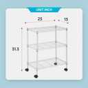 FDW 3 Tier Wire Shelving Metal Storage Shelves 23L x 13W x 32H Layer Storage Shelves with Wheels for Kitchen Garage Small Places,Chrome, 231332