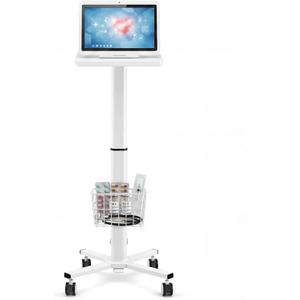 15.8" x 15.2" Mobile Laptop Cart with Storage Basket (Heavy Duty)