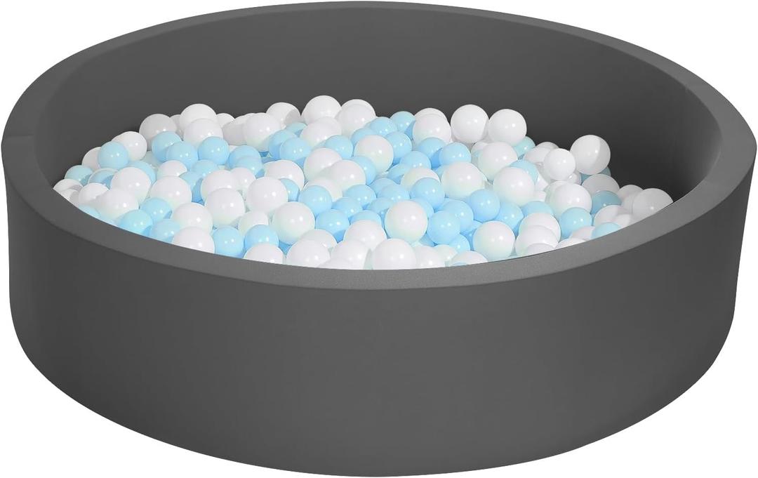Extra Large Soft Ball Pit for Toddler, 51 x 11.8 in Foam Ball Pit for Baby Kids - Dark Gray