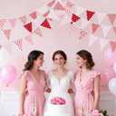 Bememo 33ft Triangle Bunting Banner, Valentine's Day Bunting Cotton Fabric Flags Pennant Garlands for Galentine's Day Birthday Wedding Baby Shower Home Outdoor Garden Decorations