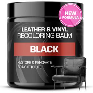 FORTIVO Leather Recoloring Balm, Color Restorer, Scratch Remover, Couch Paint and Repair, Leather Balm for Couches (Black), 8.5 Fl. Oz.