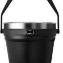 COKTIK 7L Insulated Ice Bucket with LidDouble Wall Vacuum Stainless Steel Beverage Bucket Keeps Frozen LongerHolds 6 Longnecks or 3 Bottles of Winefor Cocktail, Champagne, Large Parties(Black)