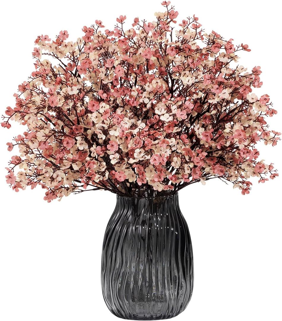 Lifewit Babys Breath Artificial Flowers, Silk Gypsophila Faux Floral Stems for Wedding Bouquets, Home Decor, Centerpieces, DIY Arrangements, Farmhouse & Party Decorations (Beige Brown, 15 Bundles)