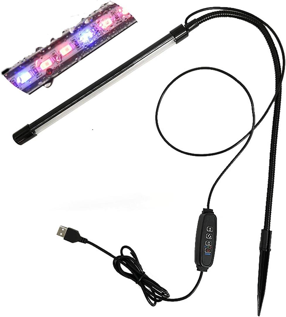 LED Grow Lights for Indoor Plants Single-Head Plug-in, Plant Growing Lights Full Spectrum Red Blue Light with 3/9/12H Timer, 10 Dimmable Lightness Clip-On Desk Grow Lamp Bulb, Black