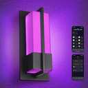 Smart Outdoor Wall Lights 3000K-5000K, Modern RGBCW Porch Lights Outdoor, Acrylic Glass Exterior Lighting for House, Patio, Garage, Yard (Black1)