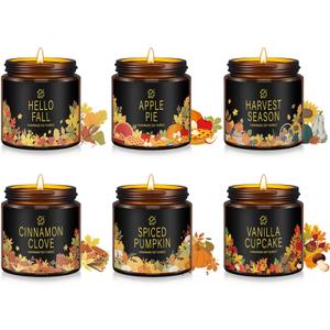 Conelist 6 Pcs Holiday Candle Gifts for Women Bulk Farmhouse Scented Soy Candles with Lid Vintage Glass Jar for Women Men Home Birthday Office Holiday Party Favor Supplies Decor Gifts (Elegant Xmas)