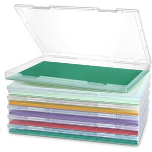 Photo Storage Box, 6 Pack Board Game Storage Containers with Snap-Tight Latch, Plastic Photo Organizers and Storage for Scrapbooks, Card, Papers, Craft (8x10)