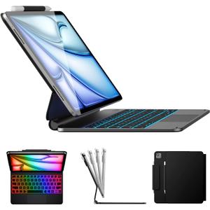 typecase Edge Keyboard Case for iPad Air 11-inch(M4/M3/M2, 2026/2025/2024), iPad Pro 11-inch(4th/3rd/2nd/1st Gen) & iPad Air 10.9-inch 5/4th Gen, Multi-Touch Trackpad, 11-Color Backlight, Black
