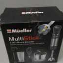 Mueller Multistick 5-in-1 Immersion Blender Handheld, 12 Speed Hand Mixer - Turbo Boost, Heaviest Duty Copper Motor, Titanium Blades Hand Blender, Milk Frother Wand, Whisk, Beaker, Chopper, Grey (Gray)