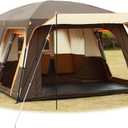 KTT Extra Large Tent 10-12-14 Person(B),Family Cabin Tents,2 Rooms,3 Doors and 3 Windows with Mesh,Straight Wall,Waterproof,Double Layer,Big Tent for Outdoor,Picnic,Camping,Family Gathering
