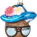 2 x Gold Christmas Tree Ornaments 2025 - Gingerbread Face with Glasses, Mini Glass Blown Hanging Christmas Decorations, Fun Rare Ornaments for Xmas Tree Home Outdoor Centerpiece