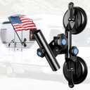 Suction Cup Flag Holder for Rv, Rv Flagpole Mount Kit with Angle Adjustable, Quick Flag Pole Mount Kit for Holds Flags,Heavy Duty Flagpole Holder for Camper, Truck, Trailer, Yacht,Boat,Black